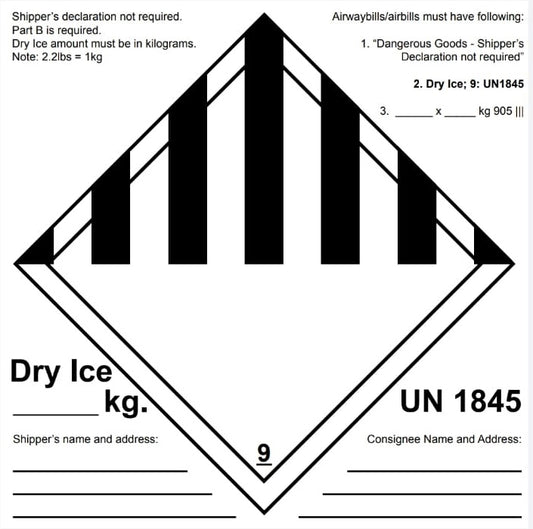 C. DRY ICE SHIPPING LABEL (3 Roll Types) - POLYPROPYLENE.
